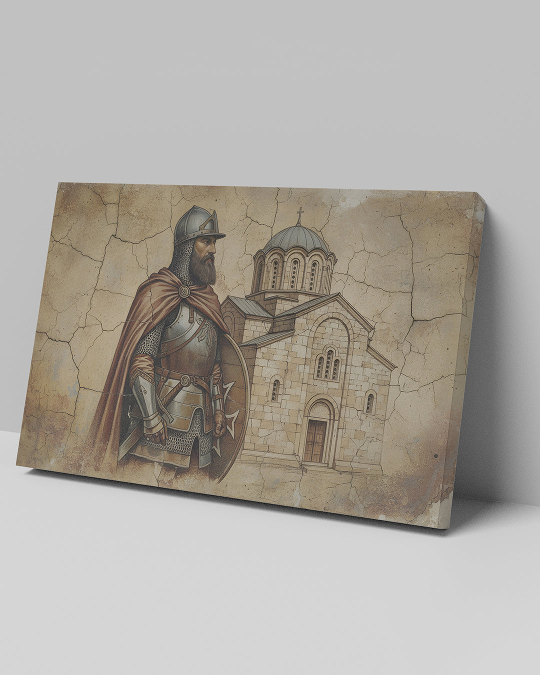 Vitez pored manastira - Slika na platnu